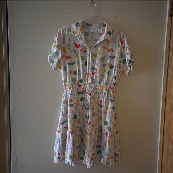 Cynthia Rowley Dresses & Skirts - Cynthia Rowley Floral Botanical Linen Blend Shirt Dress White Small Short Sleeve